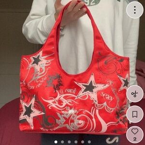 y2k purse tote style red & black star graphics